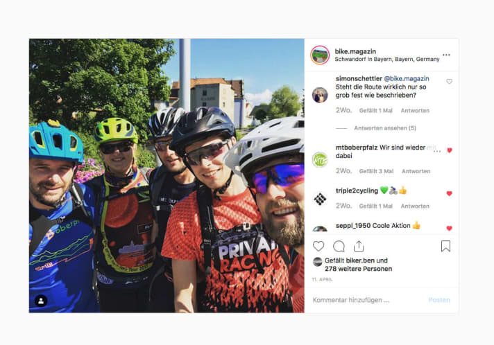   Route tips and commitments from users via Instagram.