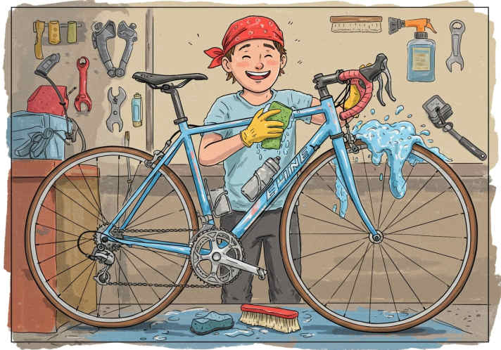 Fahrrad reinigen Zeichnung