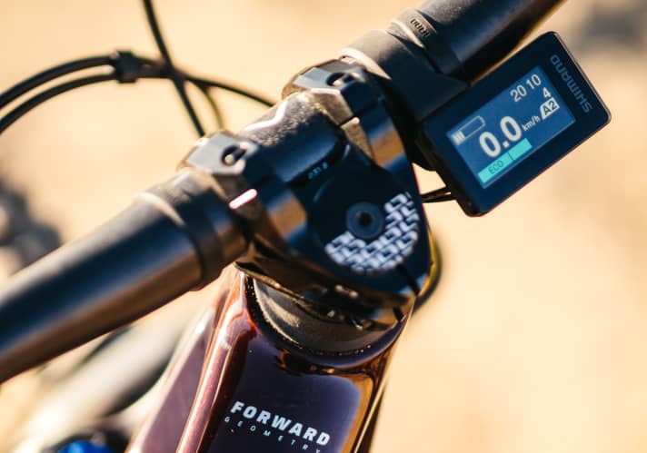 The new Shimano motor on the Crusher naturally brings new components with it. Here is the EN600 display.