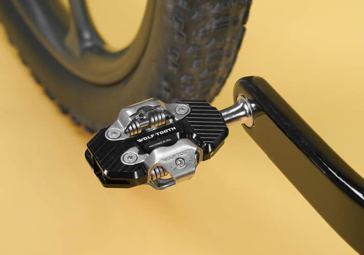 Brandneu: Die Wolf Tooth CTRL Trail Pedale dürfen am Bespoked-Showbike von Bike Ahead nicht fehlen.