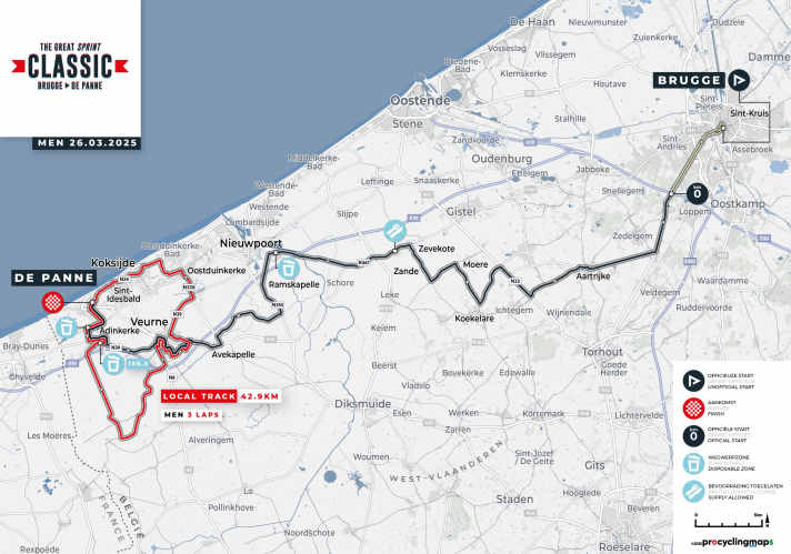 Classic Bruges-De Panne 2025: The men's race on the map