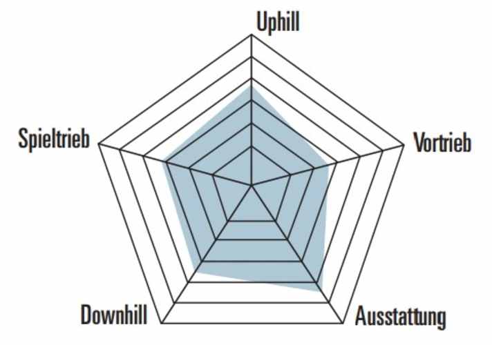 Stärken und Schwächen des Alutech Pelmo auf einen Blick im BIKE-Spinnendiagramm.