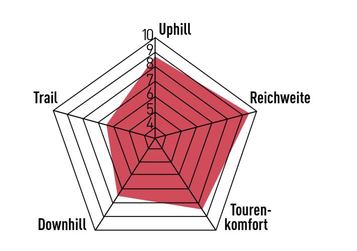 With a comfortable riding position and confident climbing characteristics, the Cannondale Moterra 3 is a good touring partner. Difficult descents and playful trail runs are not its strong point.