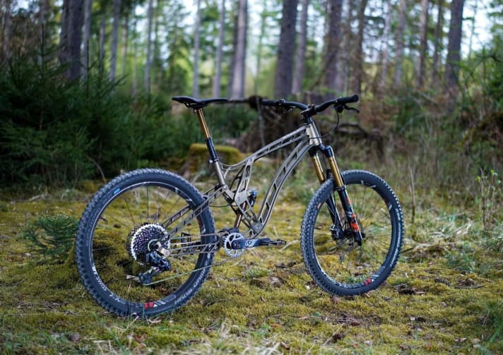 An absolute eye-catcher: the F160 is so boldly defying the existing norms that the observer is not sure whether it really is a mountain bike or perhaps a sculpture of one.