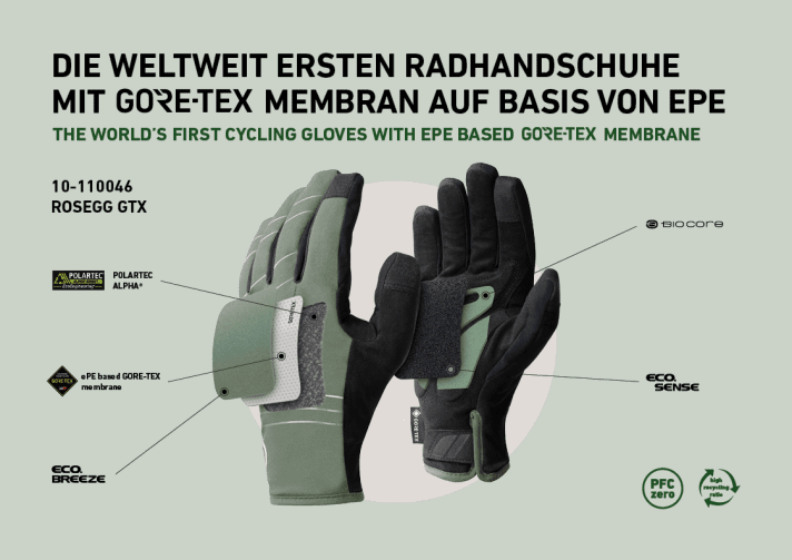 Das Bild zeigt den ersten Rad-Winterhandschuh von Roeckl Sports mit ePE-Membran
