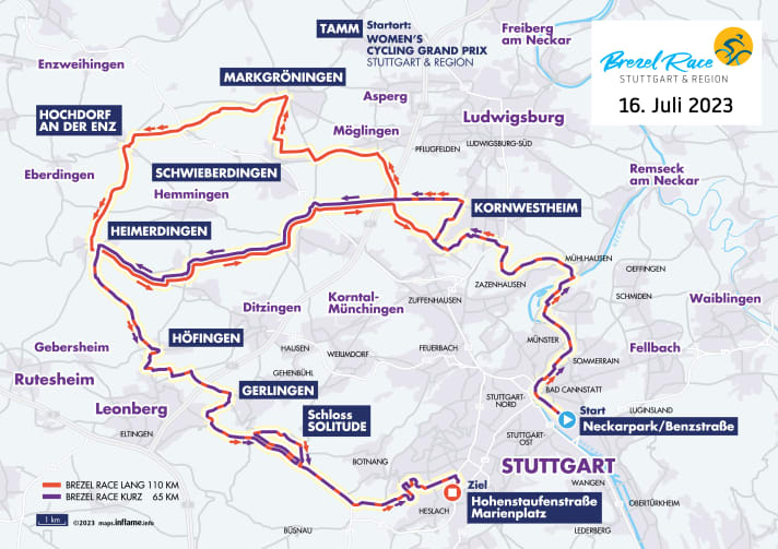 Die Strecken des Jedermann-Rennens auf der Karte