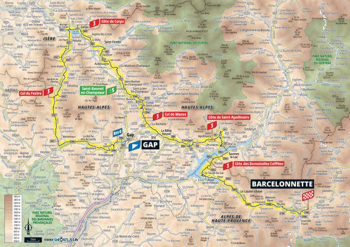 The 18th stage of the Tour de France 2024 on the map