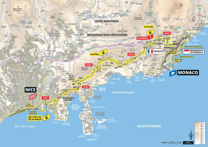 The 21st stage of the Tour de France 2024 on the map