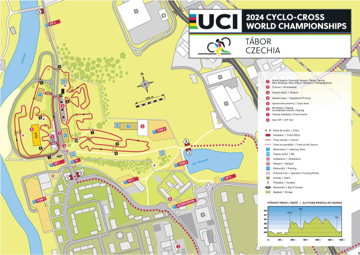 Le plan du parcours des Championnats du monde 2024 à Tabor, en République tchèque