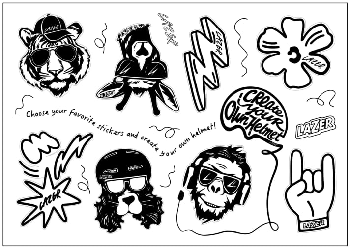 Zum Helm gibt’s ein Sticker-Set dazu. Damit wird das Design sehr individuell und cool!