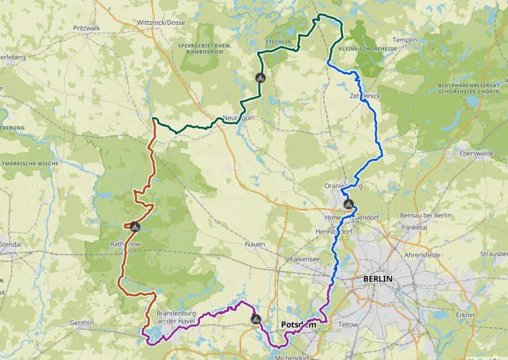 Die 4 Touren lassen sich auch zu einer großen Rundfahrt kombinieren.