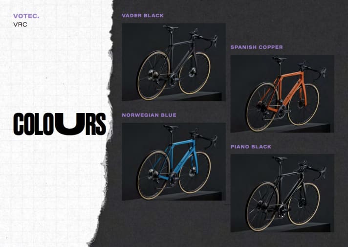   The four colour variants of the new Votec VRC.