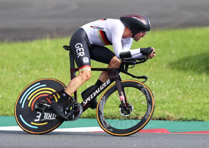 Maximilian Schachmann competes for Germany in the individual time trial