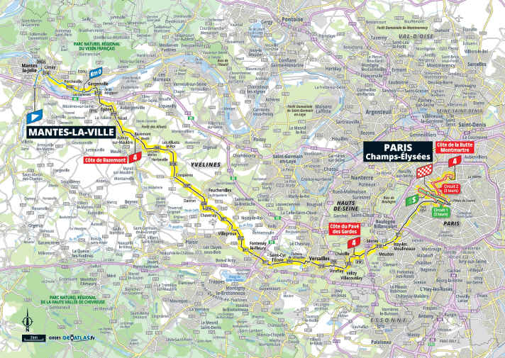 The 21st stage of the Tour de France 2025 on the map
