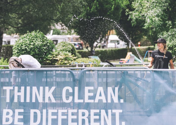 Cleaning bikes is really fun here.