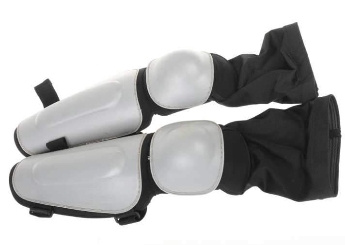 Hartschalen-Knieschoner aus den frühen Tagen des Gravity-Bikens.