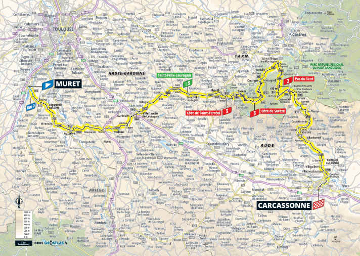 Die 15. Etappe der Tour de France 2025 auf der Karte
