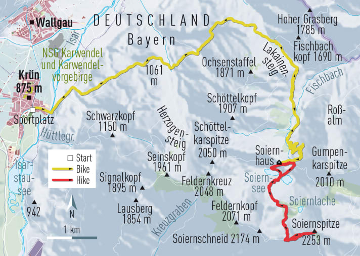   Übersichtskarte: BIKE & HIKE Touren im Karwendel