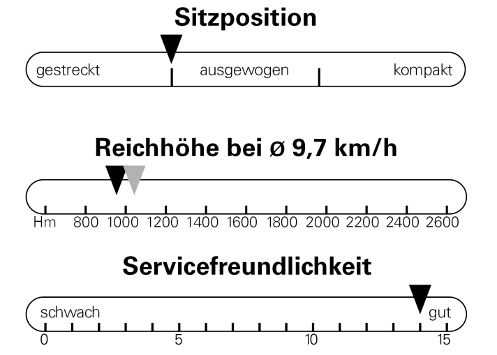 Auf dem Canyon sitzt man eher lang. Der TQ-Motor mit kleiner Batterie hat nur eine mittlere Ausdauer. Wer selbst schraubt, freut sich über klassisch verlegte Züge.