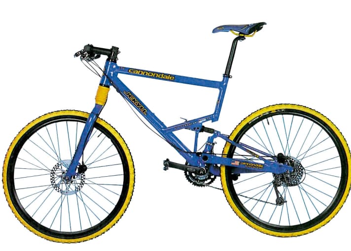   2000 Cannondale Jekyll 2000 SL: The first Jekyll weighed around 11.5 kilos and cost up to 10990 marks. Even back then, it was a revolutionary, versatile fully with adjustable geometry and 120 mm suspension travel. Used from 500 euros.