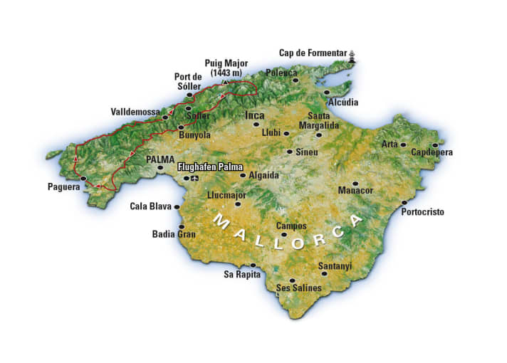   The tour in the overview map