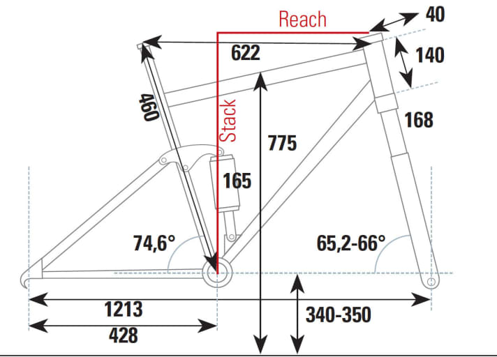   Geometrie des Rocky Mountain Slayer in Rahmengröße L.