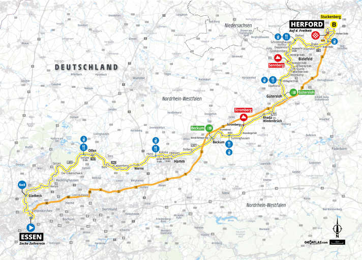 Die 1. Etappe der Deutschland Tour 2025 auf der Karte