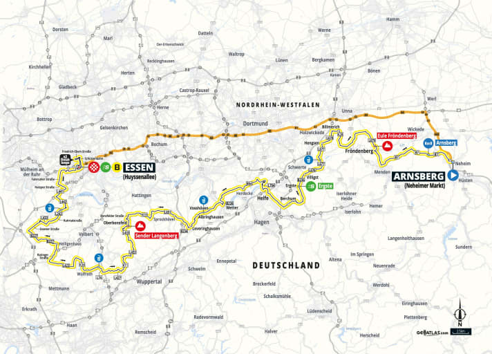Die Karte zur 3. Etappe der Deutschland Tour 2023