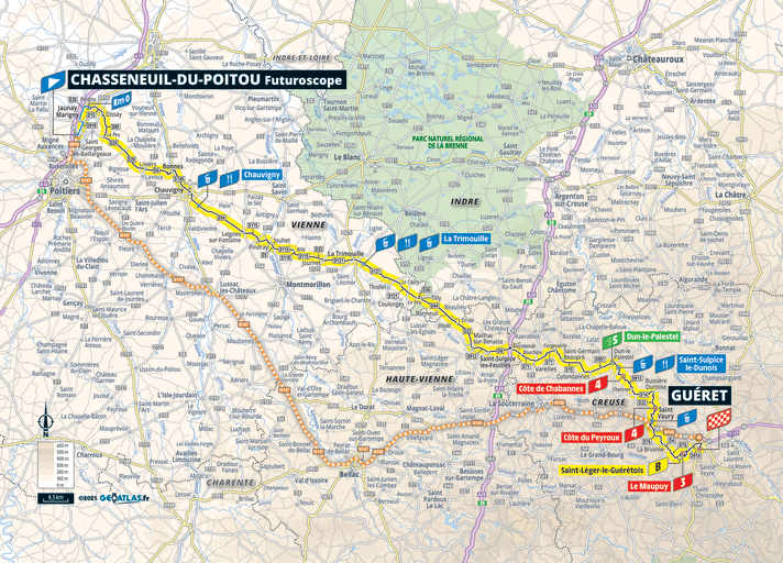 The 5th stage of the Tour de France Femmes 2025 on the map