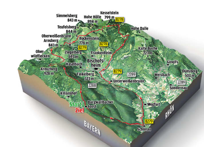   Here is the 3D map of the Kreuzberg Trail in the Rhön.