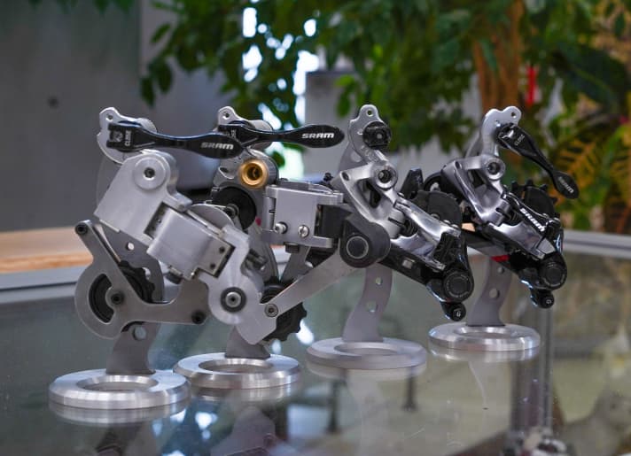   From the first prototype to the series version: evolution of a rear derailleur.