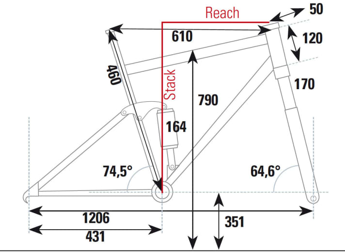   The geometry data of the Zerode Taniwha with Pinion gearbox at a glance.