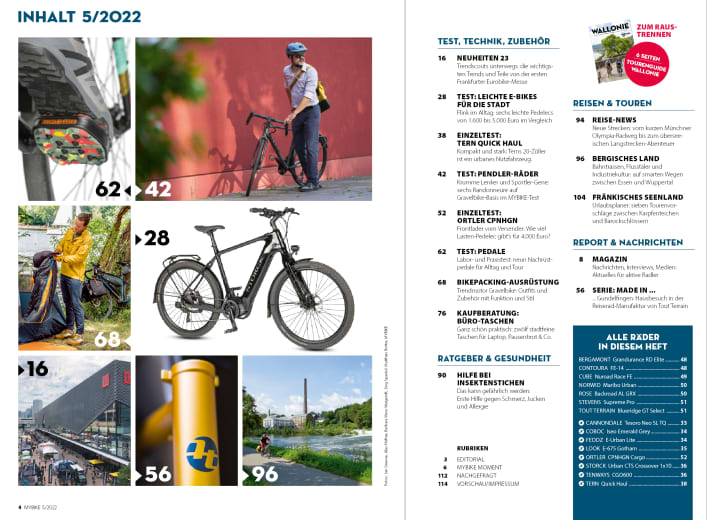 Now in MYBIKE 5/2022: 15 bikes for everyday use with and without a motor, plus suitable accessories for city and touring cyclists. Plus: 22 pages of travel and touring tips