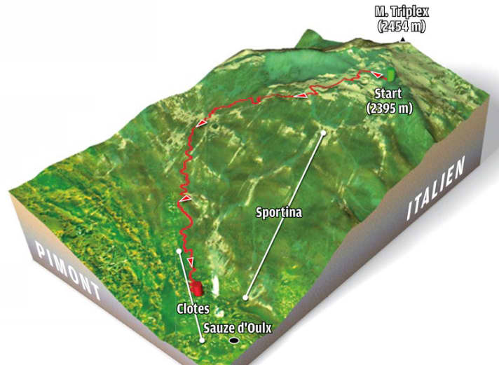   The Sauze 12 Supertrail in the overview map.