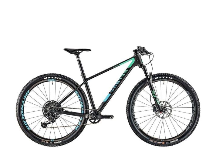    Canyon Exceed CF SL 7.0 (value 2699 euros) Bred for the race track, trimmed for acceleration and garnished with high-quality components: Thanks to its lightweight carbon frame and a total weight of 10.2 kilos, the Exceed rolls up to the starting line as a fully-fledged race hardtail. The Reynolds carbon wheels are easy to accelerate, the Rockshox Sid Select fork offers 100 millimetres of travel and the twelve-speed Sram drivetrain provides the right gear ratio for the race track. The only thing you still have to put on the handlebars yourself is the race number.