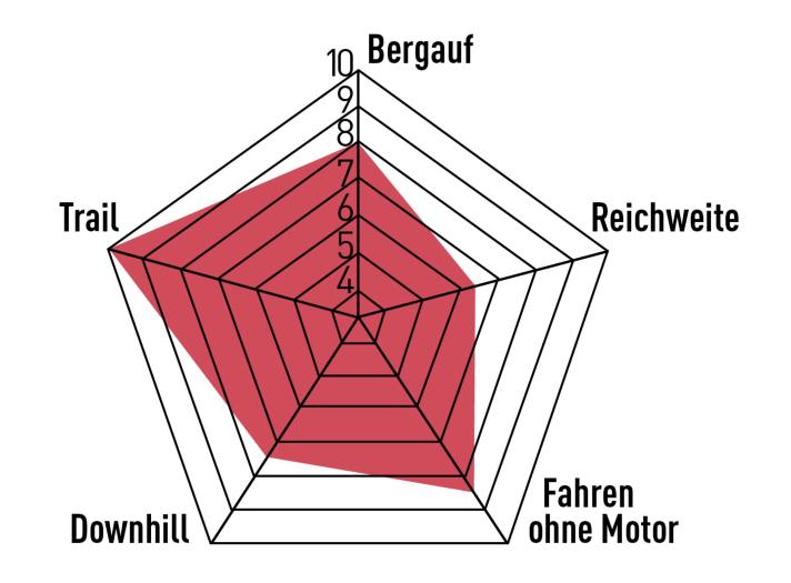 Bestnoten sammelt das AMS One44 im Trail-Einsatz, wirkliche Schwächen hat es nicht. Mit diesen ausgewogenen Leistungen wird das Bike zum verdienten Testsieger nach Punkten!