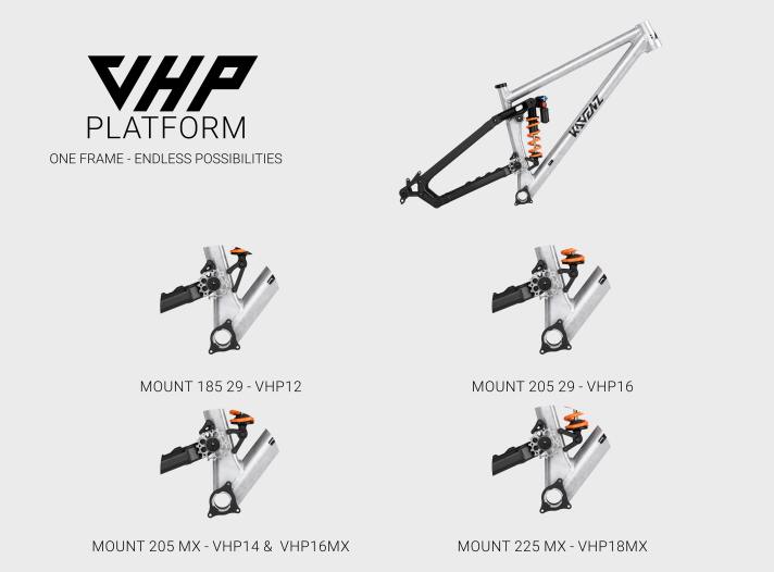 Thanks to different shock mounts, Kavenz realises five different bikes with just one frame.