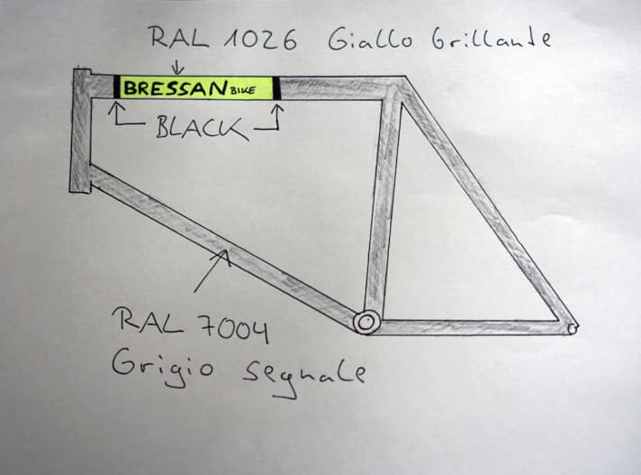   The question of all questions for custom fans: What colour? The answer can make your head spin. Cappuccino brown with fluorescent orange? Midnight blue with captain's uniform white? Or would you prefer alpine meadow green with porn pink? After many sleepless nights, settling on the colour code was like redemption: fluorescent grey and neon yellow. Google Translate helps with the translation into Italian: "Grigio Segnale e Giallo Brilliante".