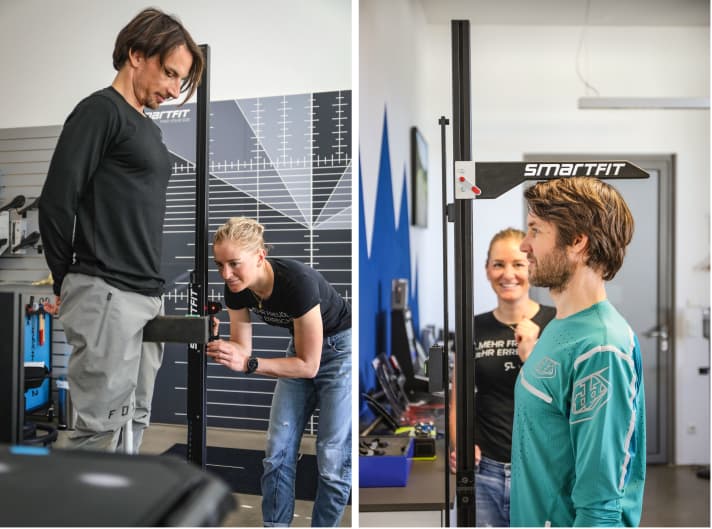 Left: The inside leg length determines the seat height and is still one of the most important indicators when choosing a frame size / Right: If you derive your future frame size solely from your body height, you can easily be wrong. More data increases the accuracy rate.