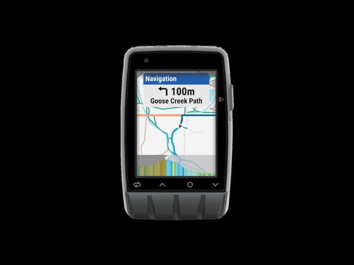   Einen GPS-Sensor hatte der „alte“ Dash auch schon an Bord, doch mit dem M50 kann man nun auch richtig navigieren und bei Bike-Touren heruntergeladenen Tracks folgen. 