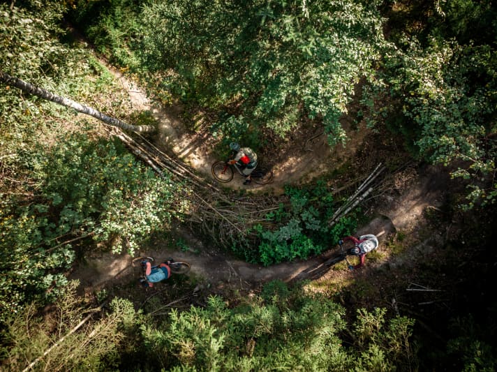 Am Krappenberg gibt es drei Lines, die sich immer wieder kreuzen: Da kann man sich seinen Fahrspaß selbst zusammenflechten.