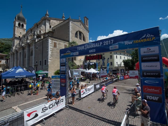 At the finish of the TOUR Transalp