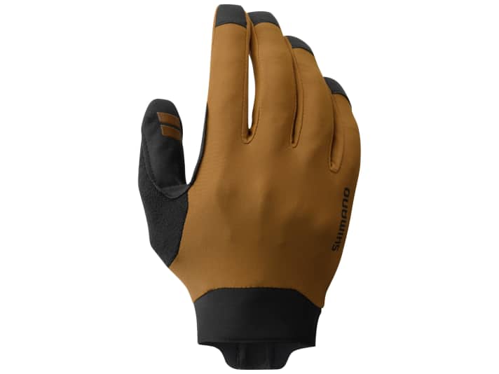 Shimano’s new enduro gloves are available in Sand Brown, Black and Olive.