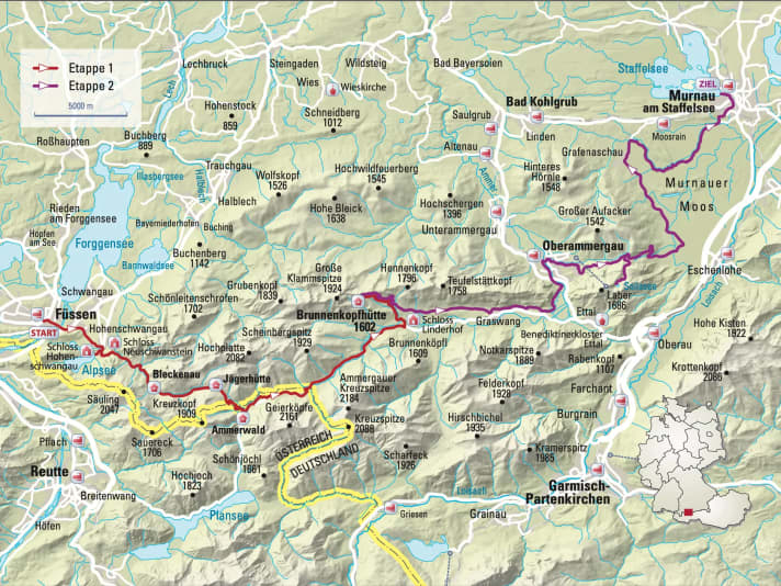 Die 2-Tages-Etappe in  den Ammergauer Alpen
