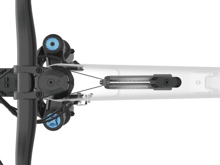 The pull system is integrated in the top tube and can be adjusted using an Allen screw...