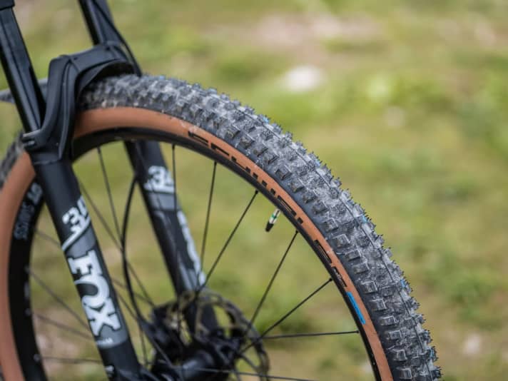 For more grip on the front wheel, we would have swapped the Nobby Nic with its hard Speedgrip rubber compound for the soft version.