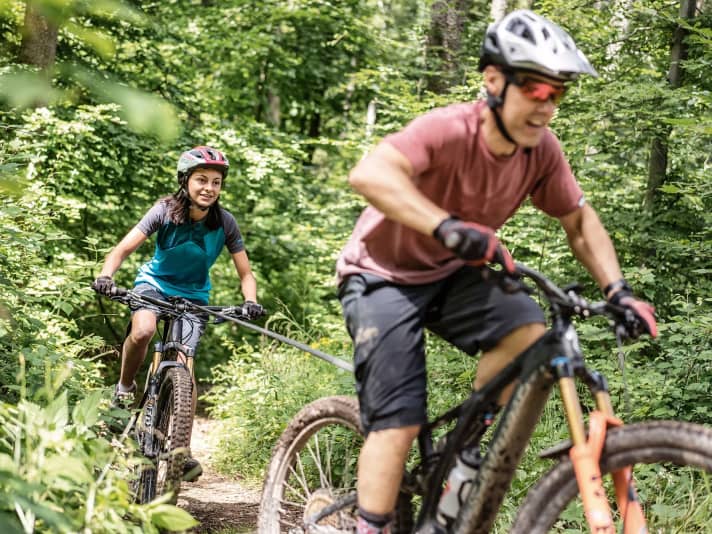 With the bike in tow.