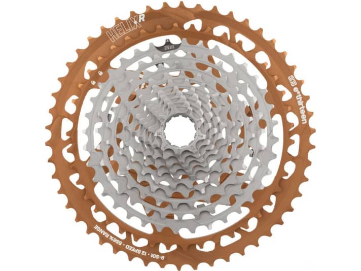 The E13 Helix R12 cassette costs 290 euros and works for both Sram and Shimano drivetrains. 