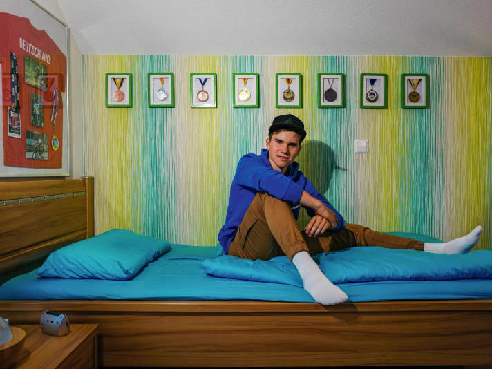 Dennis' room is now a small hall of fame. 