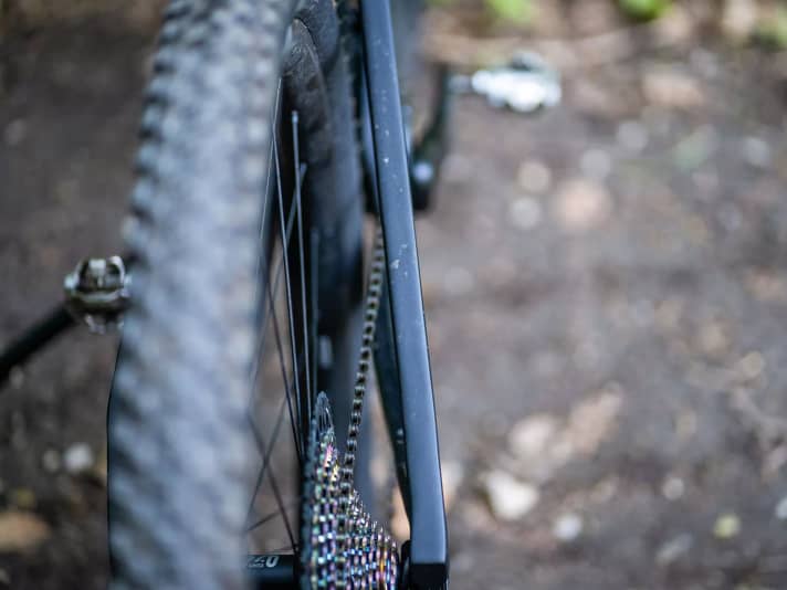 The seat stays are so wide that our tester was constantly grazing the frame with large shoes.